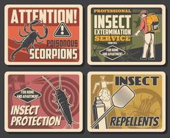 Insects extermination service pest control posters vector