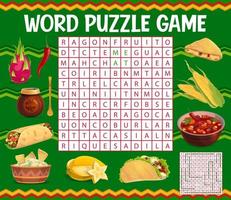 Mexican food word search puzzle game worksheet