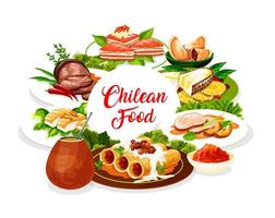 Chilean cuisine food, authentic meals vector