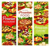 Peruvian fish, meat, vegetable dishes with cookies vector