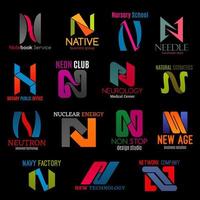 Corporate identity abstract modern N letter icons vector