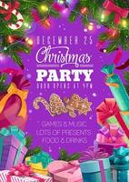 Christmas gifts and presents. Xmas party poster vector