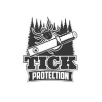 Tick protection icon, forest insect bugs safety