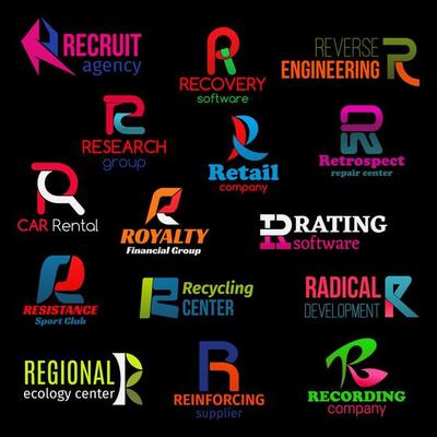 R icons, modern color corporate identity design