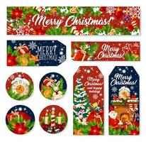 Christmas gift tag and holiday greeting banner vector