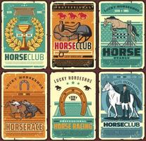 Horse riding race sport posters vector