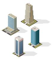 Isometric skyscraper buildings 3d vector icons