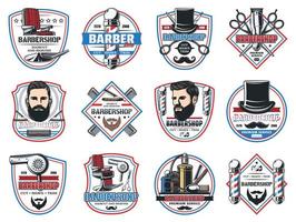 barbería de caballeros, salón de barbería hipster vector