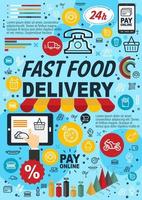 Fast food online order infographics vector