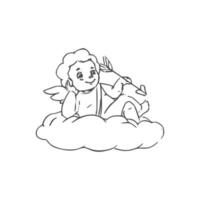 Amur winged boy isolated on cloud vector