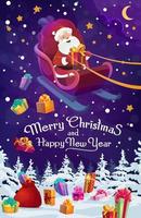 Santa sleigh with Chistmas and New Year gifts vector