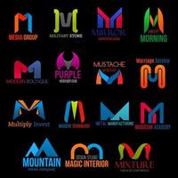 Corporate identity M letter icons creative design vector