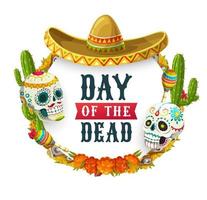 Day of Dead Mexican catrina calavera in sombrero vector