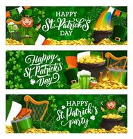 Patricks day spring holiday fest leaflets on green vector