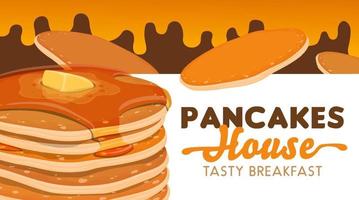 Pancakes with butter, honey and maple syrup vector