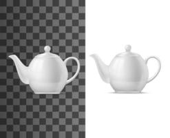 tetera de porcelana realista con tapa, vector