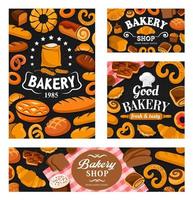 Bread and desserts, bakery shop pastry vector