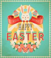 Happy Easter egg hunt vintage grunge greeting card