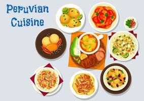 Peruvian meat and vegetable dishes with cookies vector