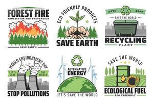 Protect and save earth, enironment icons vector