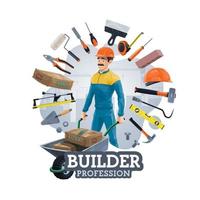 Building construction work tools, builder worker vector