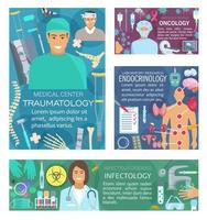 Endocrinology, oncology and trauma clinic doctors vector