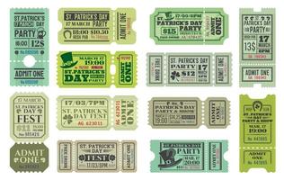 Irish pub Patricks Day party ticket templates vector