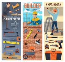 Construction carpenter, bricklayer and handyman vector