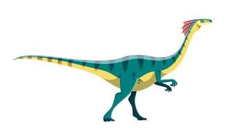 personaje cómico de dinosaurio gallimimus de dibujos animados vector