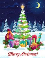 regalos de navidad, regalos de año nuevo y árbol de navidad vector