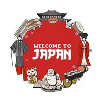 cultura, tradición, comida y lugares de interés japoneses vector