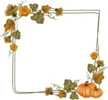 moldura quadrada de outono em aquarela png