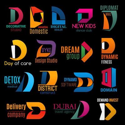 D color trend signs, corporate identity icons