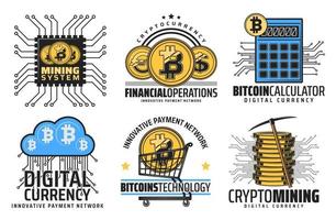 Cryptocurrency mining blockchain technology vector