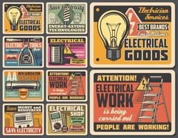 Electric technician service, electrical work tools vector