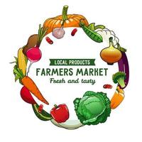 Farm vegetables vector round banner