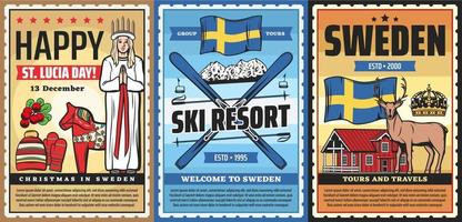 bienvenido a suecia, cultura y viajes suecos vector