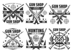 Military weapon and guns ammunition shop vector