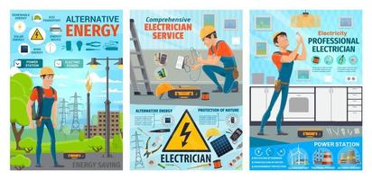 Electrician profession, electric work tools vector