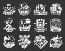 insignia de la liga deportiva de béisbol, campeonato de softbol vector