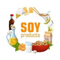 Soybean or soy bean food products vector