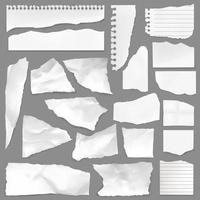 Torn note paper scraps, ripped blank pieces vector