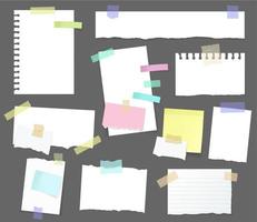 Paper notes and memo sheet pieces on stickers vector