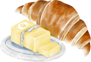 watercolor croissant butter png