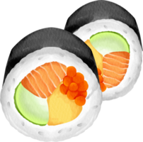 rouleau de sushi aquarelle png