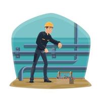 Water pipeline plumbing service plumber worker vector