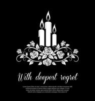 Funeral card vector template with burning candles