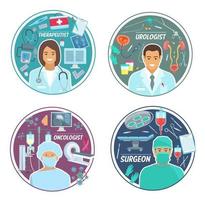 Urologist, oncologist, surgeon medical icons vector