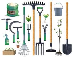 herramientas y equipos de jardinería y agricultura vector