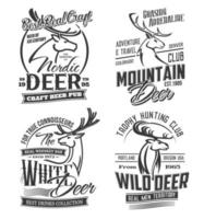 Hunting club, pub bar isolated logo elk deer vector